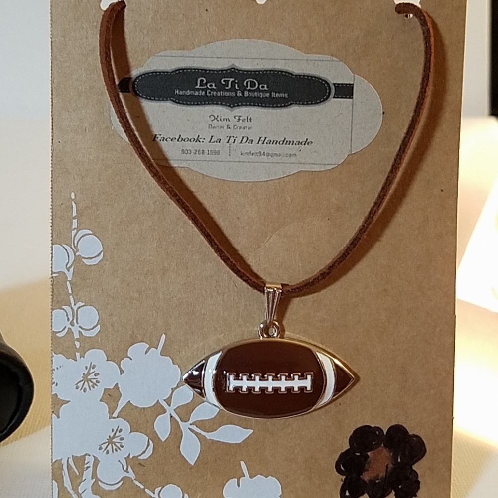 Football Vegan Suede Necklace